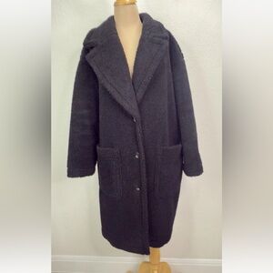 Free Assembly Black Sherpa Cozy Long Coat Women's L